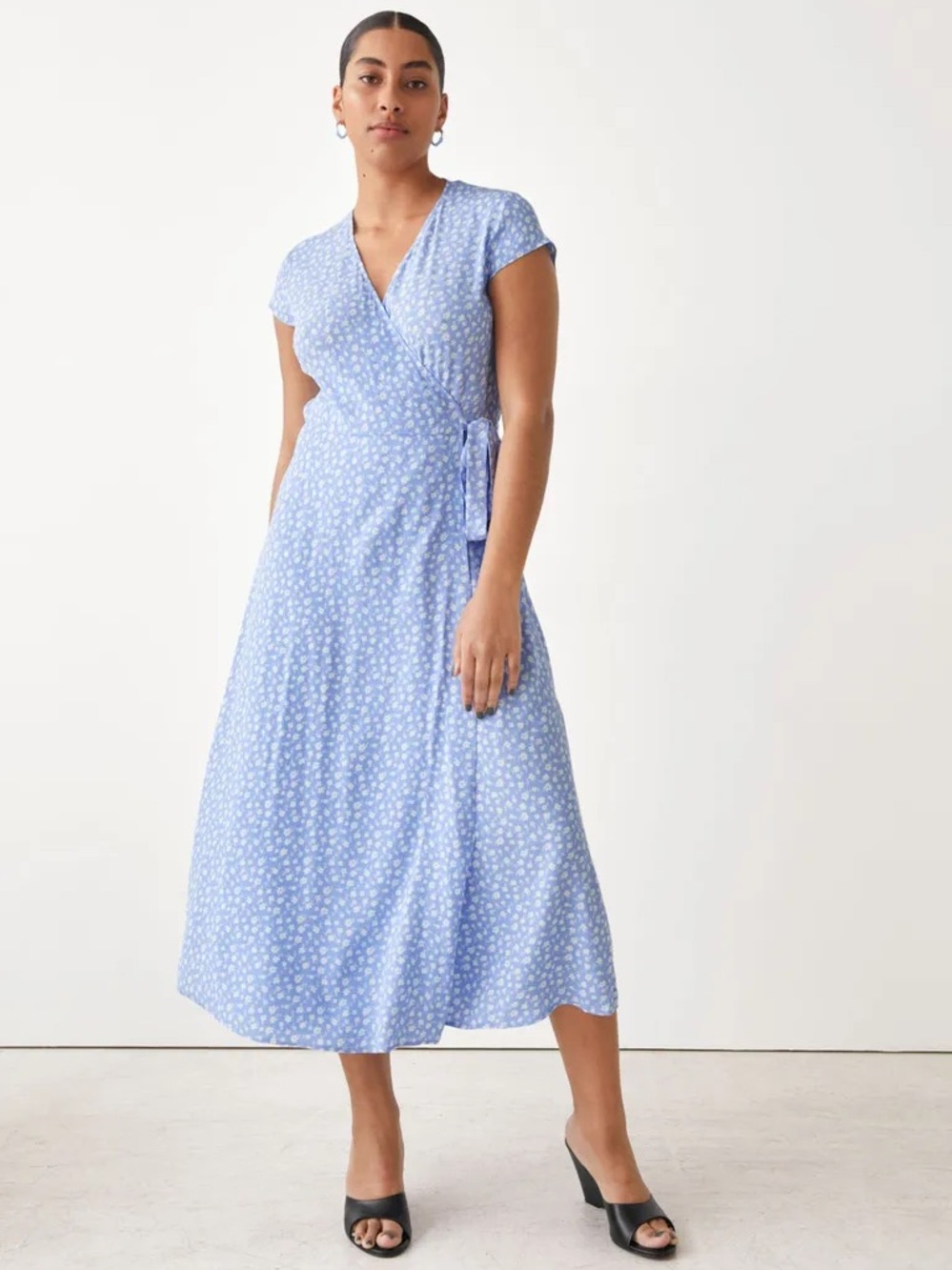 & Other Stories Light Blue Floral Wrap Maxi Dress Sz 8 or 10
